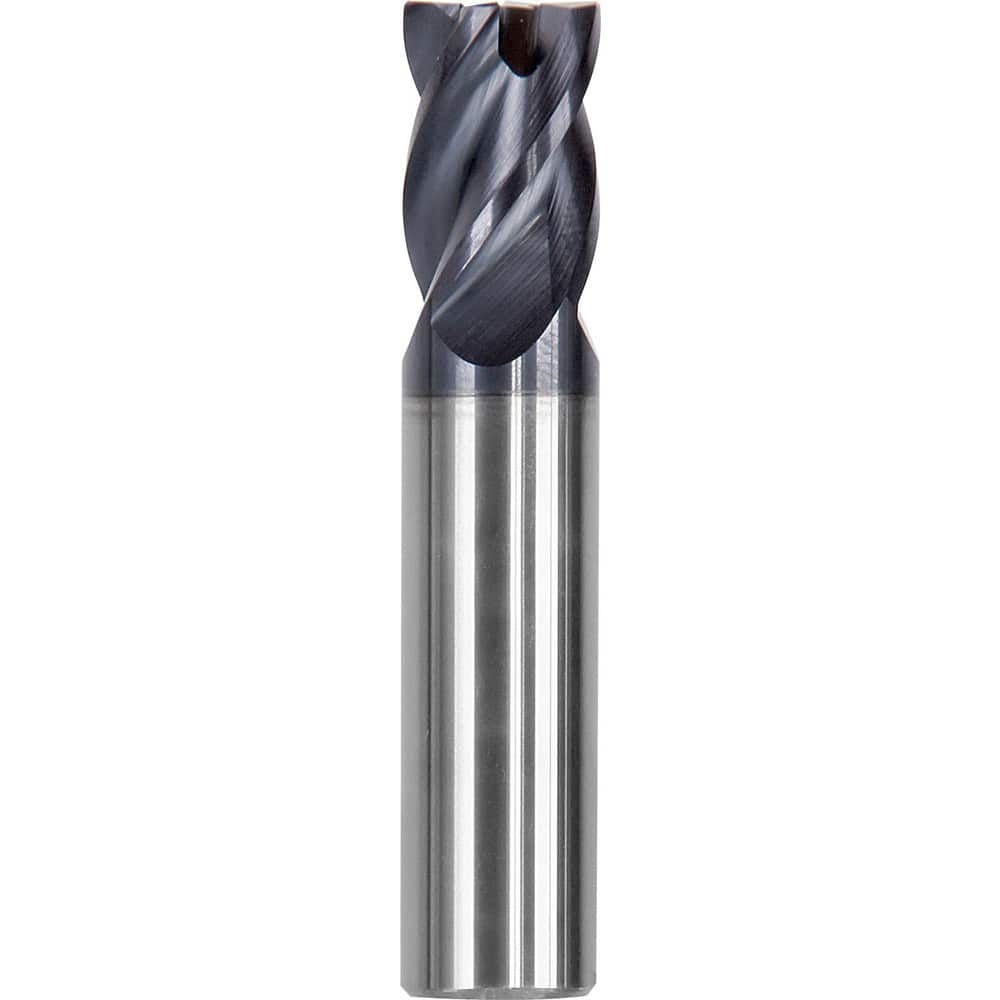 Corner Chamfer End Mill: 0.5512″ Dia, 0.689″ LOC, 4 Flute, 0.011″ Chamfer Width, Solid Carbide 2.28 mm OAL, AlTiN Coated, Centercutting