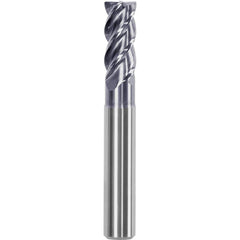 Corner Radius End Mill: 0.0787″ Dia, 0.2756″ LOC, 0.01″ Radius, 4 Flutes, Solid Carbide 2.28″ OAL, 0.2362″ Shank Dia, Helix, AlTiN Coated, Centercutting