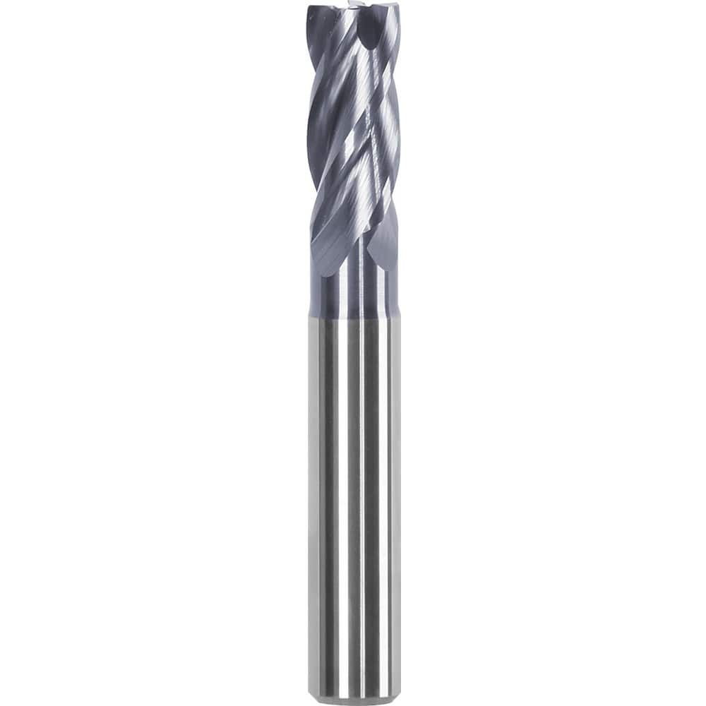 Corner Radius End Mill: 0.6299″ Dia, 1.2598″ LOC, 0.04″ Radius, 4 Flutes, Solid Carbide 3.66″ OAL, 0.6299″ Shank Dia, Helix, AlTiN Coated, Centercutting