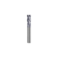 Corner Radius End Mill: 3/4″ Dia, 1-1/2″ LOC, 0.03″ Radius, 4 Flutes, Solid Carbide 4″ OAL, 3/4″ Shank Dia, Helix, AlTiN Coated, Centercutting