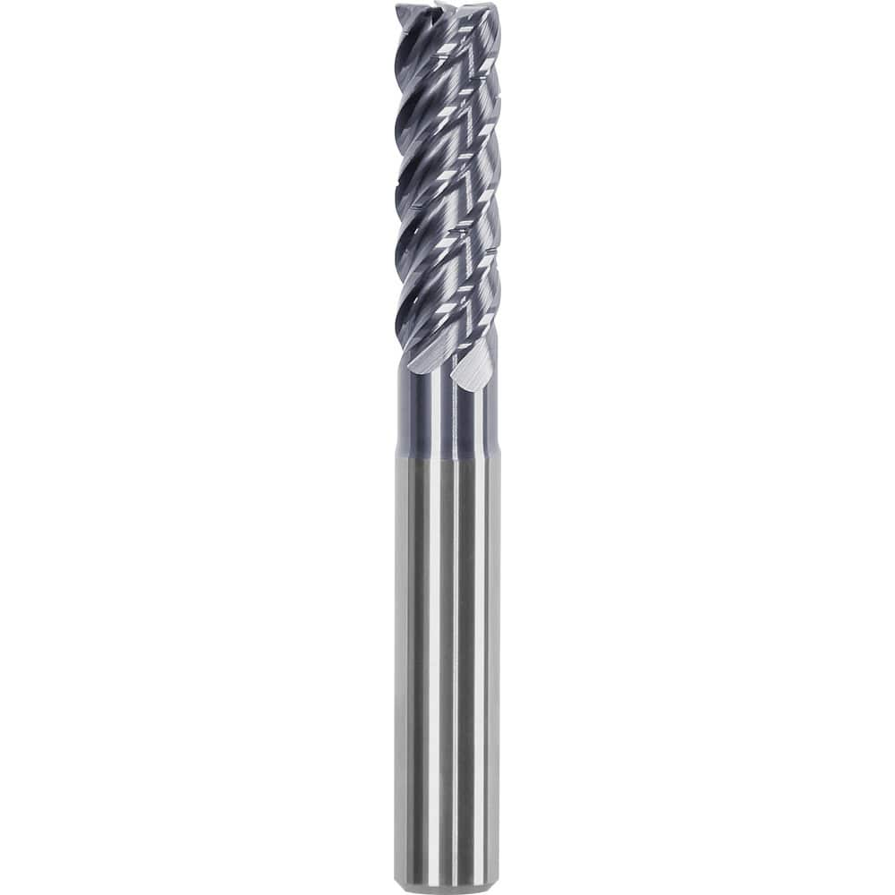 Corner Chamfer End Mill: 0.6299″ Dia, 1.8898″ LOC, 5 Flute, 0.0197″ Chamfer Width, Solid Carbide 4.53 mm OAL, AlTiN Coated