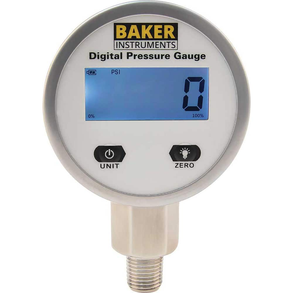 Pressure Gauges; Gauge Type: Digital Pressure Gauge; Scale Type: Single; Dial Type: Digital; Thread Type: 1/4″ MNPT; Bourdon Tube Material: Stainless Steel; Mount Type: Bottom; Wetted Parts Material: Stainless Steel; Minimum Hg: 0; Maximum Hg: 2036; Liqui