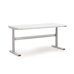 Stationary Work Benches, Tables; Table Type: Electric; Bench Style: Side Work Bench; Edge Type: Comfort Edge; Leg Style: Motor Height Adjustment; Color: Gray; Maximum Height: 50 in; Minimum Height: 24.8000; Overall Depth: 31.5 in; Table Material: Steel; F