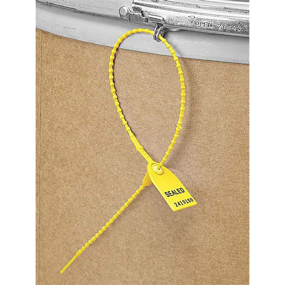 Security Seals; Type: Tamper-Evident Plastic Seal; Overall Length (Decimal Inch): 15.00; Operating Length: 12 in; Breaking Strength: 40.000; Material: Polyethylene; Color: Yellow; Color: Yellow; Overall Length: 15.00; Material: Polyethylene; Product Type: