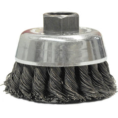 2-3/4″ Single Row Knot Wire Cup Brush, .020″ Steel Fill, M10x1.25 Nut - Benchmark Tooling