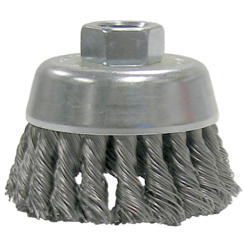 2-3/4″ Single Row Knot Wire Cup Brush, .020″ Steel Fill, M14 × 2.0 Nut - Benchmark Tooling