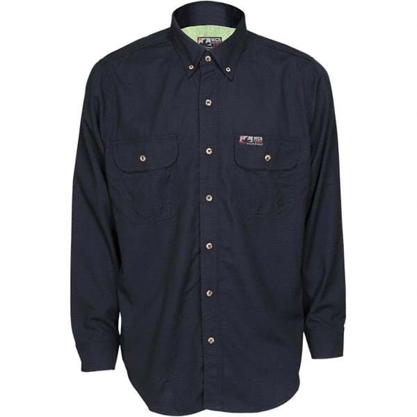 Shirts; Garment Style: Button Down; Garment Type: Fire Resistant; Size: X-Large; Color: Navy; Material: Inherent Blend (32 % Modacrylic, 29 % Viscose FR, 28 % Cotton, 6% Para-Aramid, 4 % Polyamide, 1 % Anti-Stat); Material: Modacrylic Fleece; Chest Size (