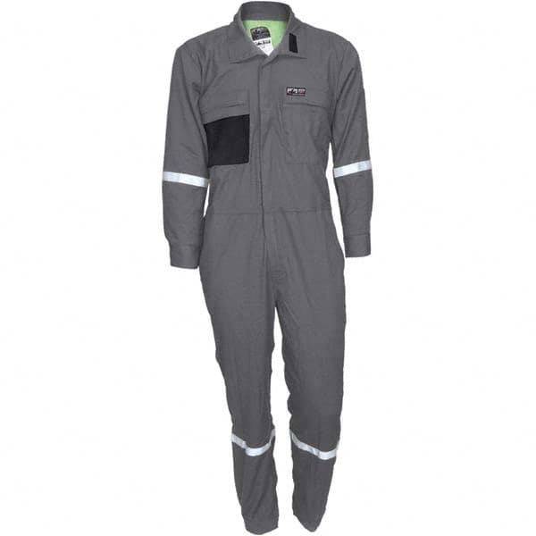 Coveralls: Size 52 Regular, Modacrylic Fleece Gray, Zipper Closure, 9 Pocket