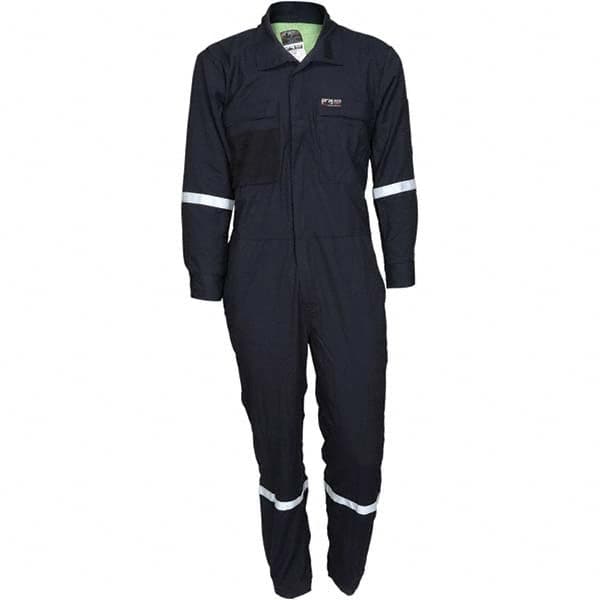 Coveralls: Size 54 Regular, Modacrylic Fleece Navy, Zipper Closure, 9 Pocket