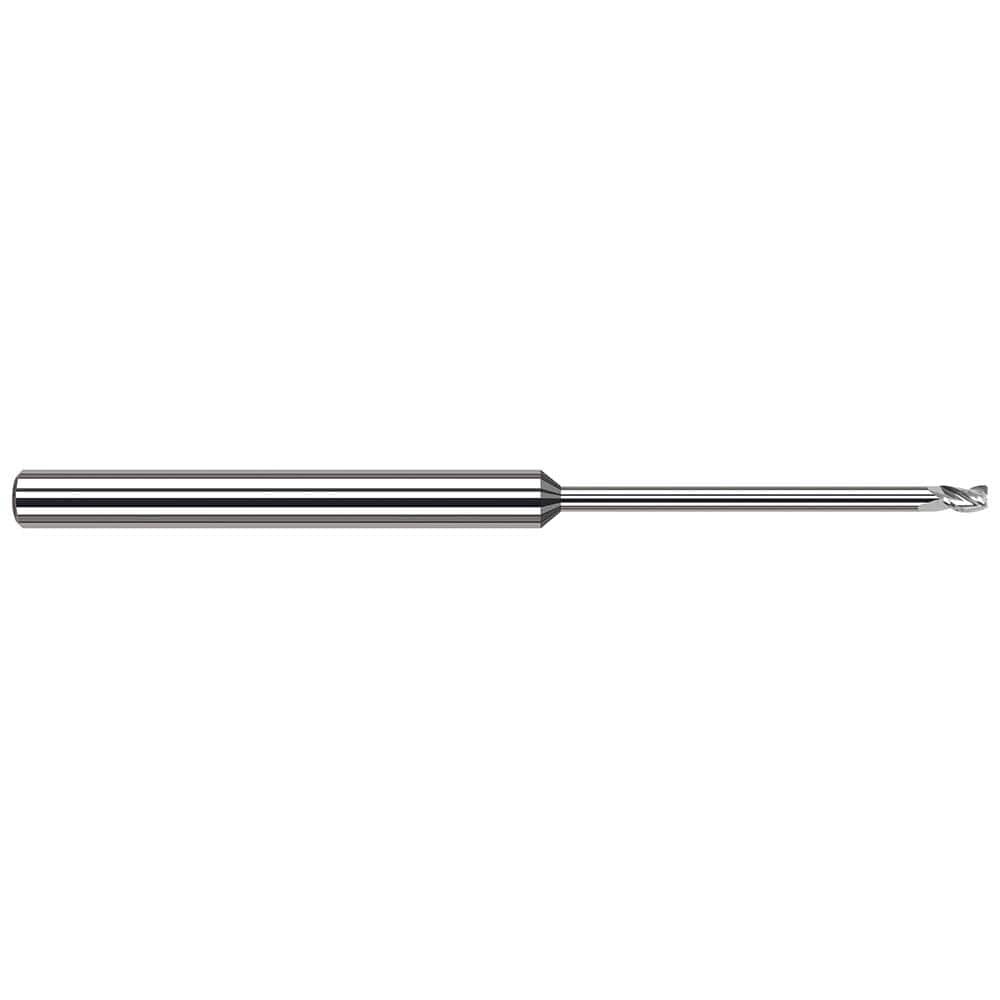 Corner Radius End Mill: 1/8″ Dia, 3/16″ LOC, 0.005″ Radius, 3 Flutes, Solid Carbide 3″ OAL, 1/8″ Shank Dia, 42 ° Helix, Bright/Uncoated, Corner Radius End