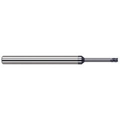 Corner Radius End Mill: 0.031″ Dia, 3/64″ LOC, 0.005″ Radius, 5 Flutes, Solid Carbide 2-1/2″ OAL, 1/4″ Shank Dia, 37 ° Helix, AlTiN Coated, Corner Radius End