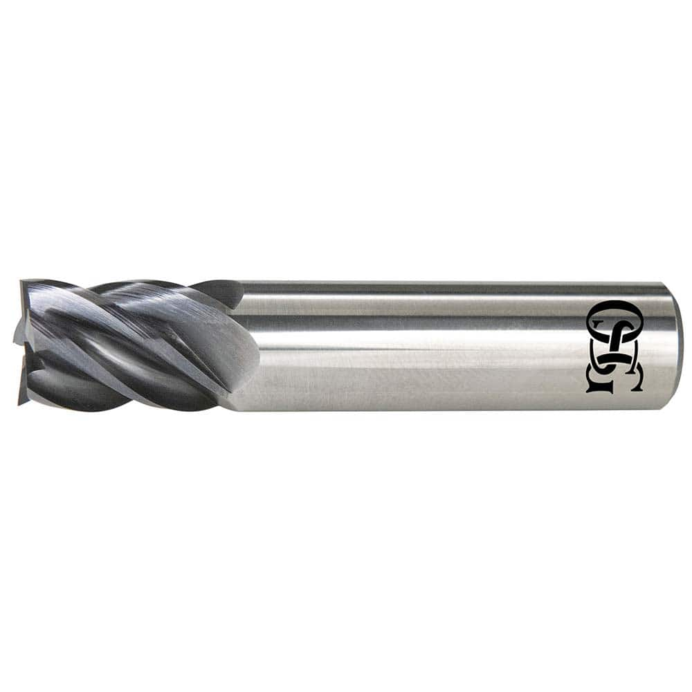 Square End Mill: 1/8'' Dia, 3/4'' LOC, 1/8'' Shank Dia, 2-1/4'' OAL, 5 Flutes, Solid Carbide Single End, EXO Finish, Helical Flute, 40 ° Helix, Centercutting, RH Cut, RH Flute, Series VGM5