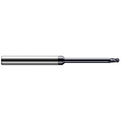Ball End Mill: 0.0157″ Dia, 0.0236″ LOC, 4 Flute, Solid Carbide 50 mm OAL, 4 mm Shank Dia, 34 ° Helix, AlTiN Coated, Single End