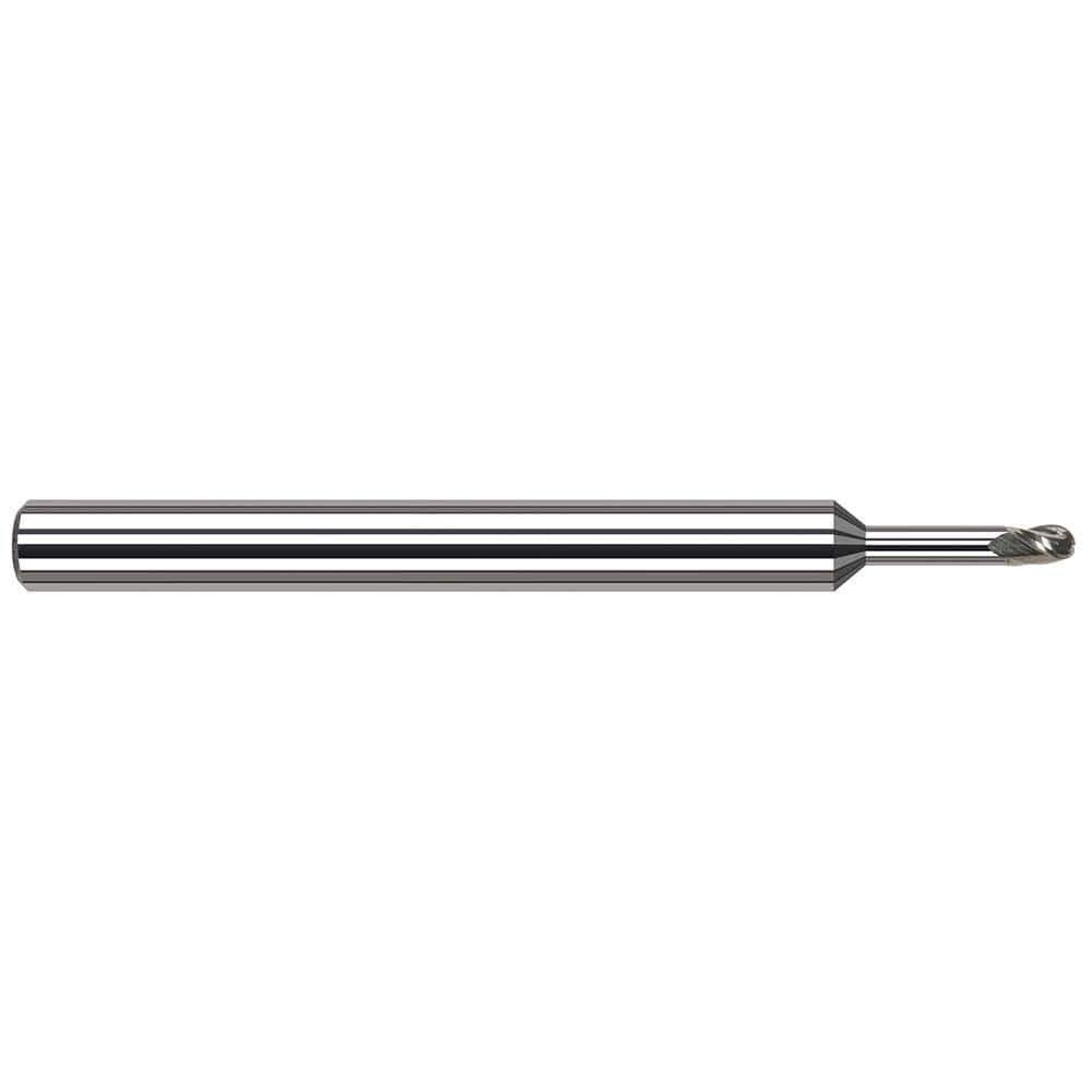 Harvey Tool - Ball End Mills; Mill Diameter (Decimal Inch): 0.0250 ; Number of Flutes: 3 ; Length of Cut (Decimal Inch): 0.0370 ; Material: Solid Carbide ; Overall Length (Inch): 2-1/2 ; Overall Length (Decimal Inch): 2.50000 - Exact Industrial Supply