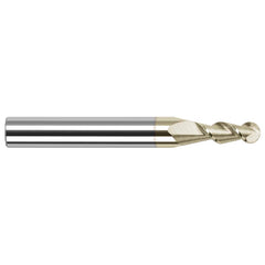 Harvey Tool - Ball End Mills; Mill Diameter (Decimal Inch): 0.1000 ; Number of Flutes: 2 ; Length of Cut (Decimal Inch): 0.3000 ; Material: Solid Carbide ; Overall Length (Inch): 1-1/2 ; Overall Length (Decimal Inch): 1.50000 - Exact Industrial Supply