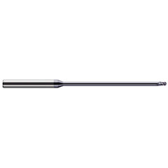 Ball End Mill: 0.093″ Dia, 0.139″ LOC, 3 Flute, Solid Carbide 4″ OAL, 1/8″ Shank Dia, 30 ° Helix, AlTiN Coated, Single End