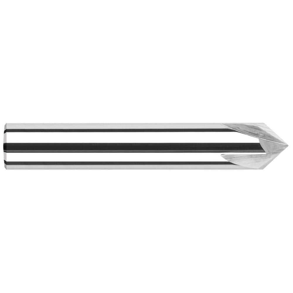 Chamfer Mill: 2 Flutes, Solid Carbide 2-1/2″ OAL, 5/16″ Shank Dia, Bright/Uncoated