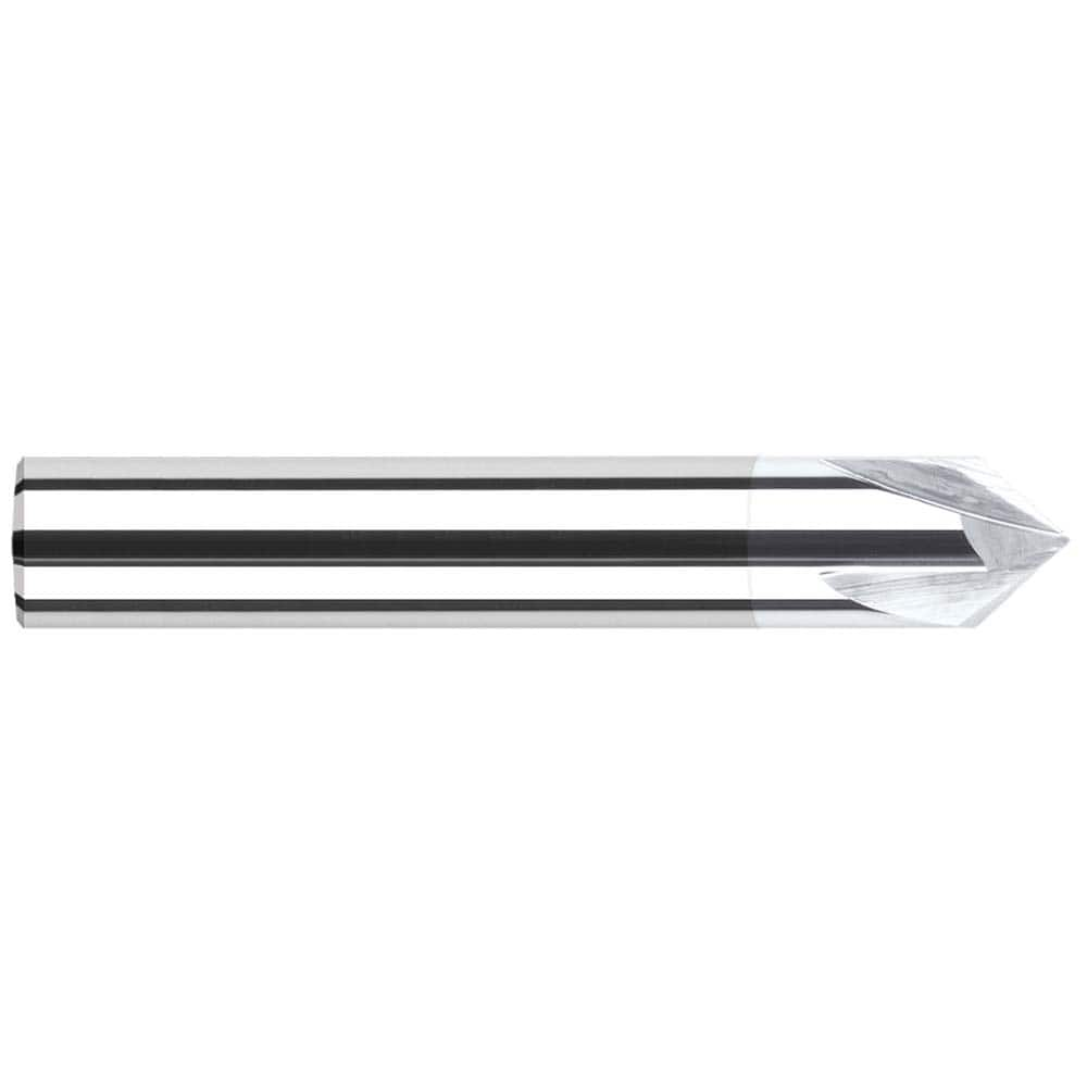 Harvey Tool - 1/4" Diam 90°/90° 2-Flute Single End Solid Carbide Chamfer Mill - Exact Industrial Supply