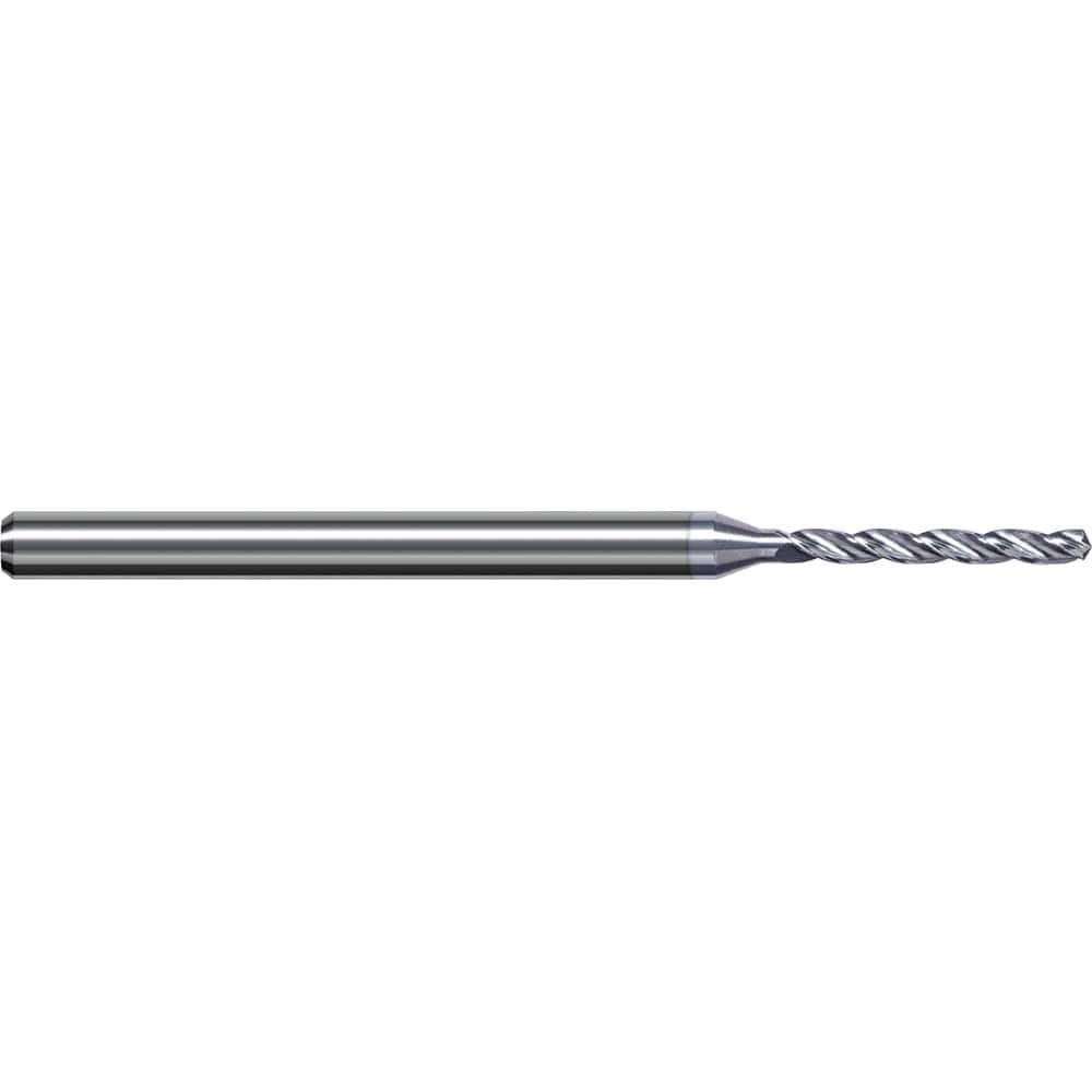 Micro Drill Bit: 0.025″ Dia, 130 °, Solid Carbide TiB2 Finish, RH Cut, Spiral Flute