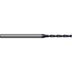 Micro Drill Bit: 0.098″ Dia, 140 °, Solid Carbide AlTiN Finish, RH Cut, Spiral Flute