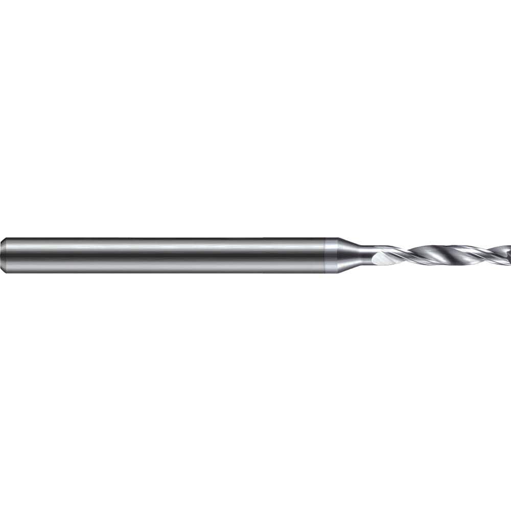 Micro Drill Bit: 0.0595″ Dia, 180 °, Solid Carbide TiB2 Finish, RH Cut, Spiral Flute