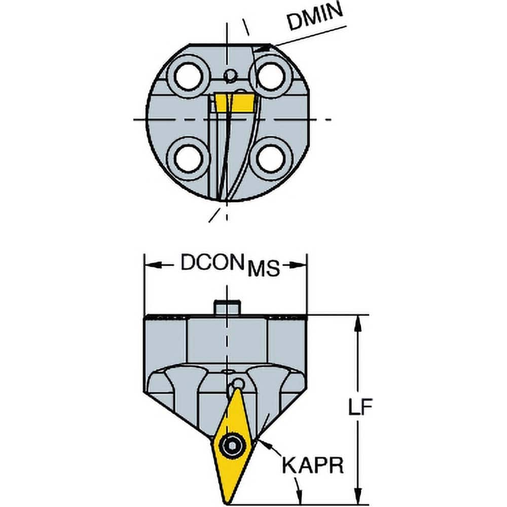 Sandvik Coromant - Modular Grooving Cutting Unit Heads; System Size: 40 ; Series Name: CoroMill 107 ; Cutting Direction: Right Hand ; Modular Head Style: Cutting Head ; Insert Style: VBMT ; Head Length/Projection (mm): 45.00 - Exact Industrial Supply