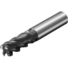 Corner Radius End Mill: 0.472″ Dia, 0.079″ Radius, 4 Flutes, Solid Carbide 48 ° Helix, TiAlN Coated, Corner Radius End, Series CoroMill Plura