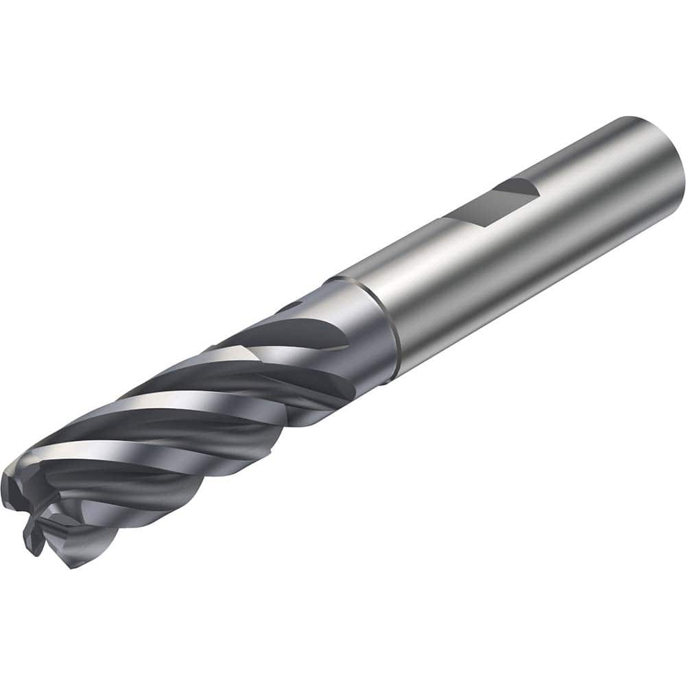 Corner Radius End Mill: 0.394″ Dia, 0.079″ Radius, 5 Flutes, Solid Carbide 38 ° Helix, AlCrN Coated, Corner Radius End, Series CoroMill Plura