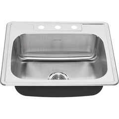 American Standard - Sinks; Type: Single Bowl Stainless Steel Kitchen Sink ; Outside Length: 22 (Inch); Outside Length: 22.000 (Decimal Inch); Outside Width: 25.000 (Decimal Inch); Outside Width: 25 (Inch); Outside Height: 8.0000 (Decimal Inch) - Exact Industrial Supply