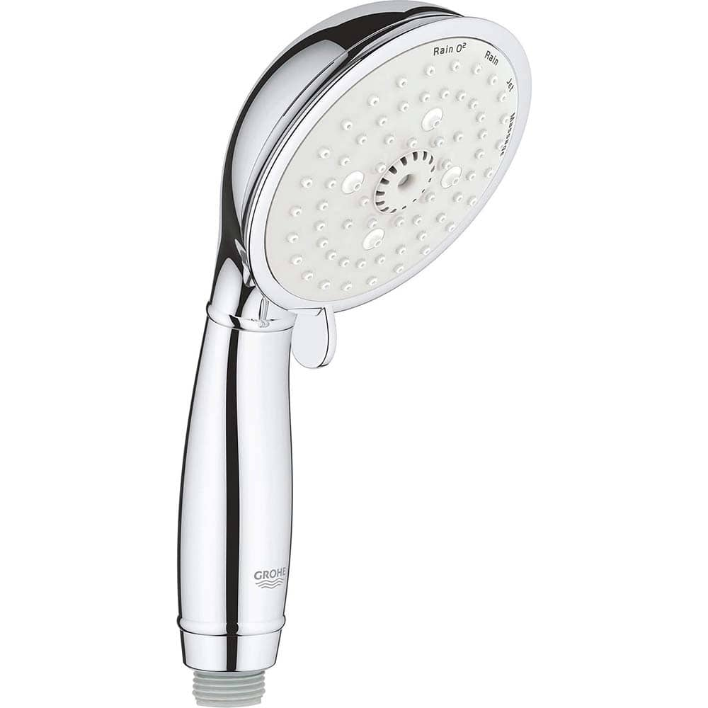 Grohe - Shower Heads & Accessories; Type: Hand Shower ; Material: Metal ; GPM: 2.50 ; Face Diameter: 4 (Inch); Finish/Coating: Polished Chrome ; Settings: Spray, Pulse, Combination Pulse-Massage - Exact Industrial Supply