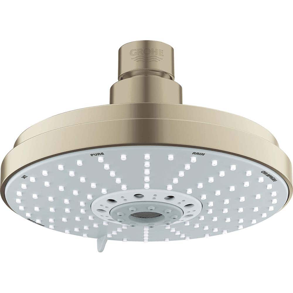 Grohe - Shower Heads & Accessories; Type: Shower Head ; Material: Metal ; GPM: 2.50 ; Face Diameter: 6.25 (Inch); Finish/Coating: Brushed; Nickel ; Settings: Spray, Pulse, Combination Pulse-Massage - Exact Industrial Supply