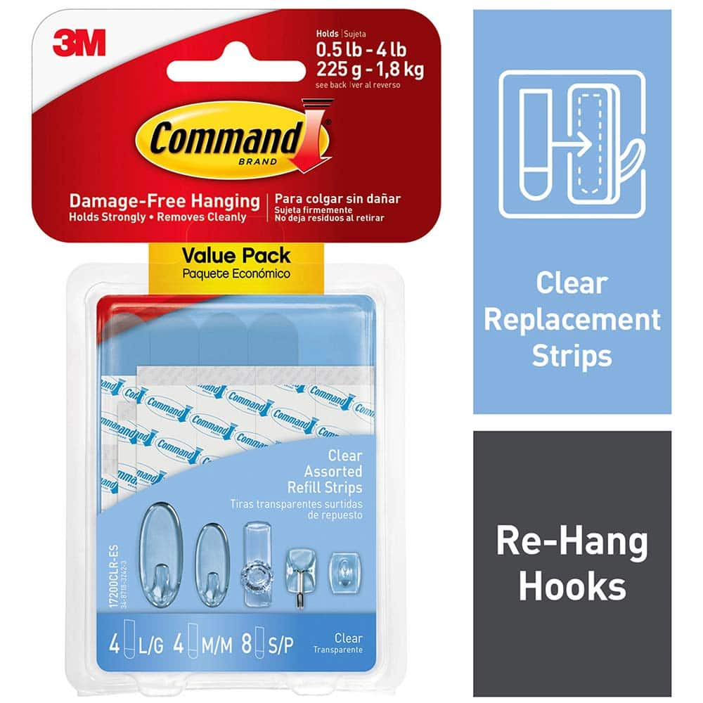 3M - All-Purpose & Utility Hooks; Type: Strips ; Material: Plastic ; Material: Plastic - Exact Industrial Supply