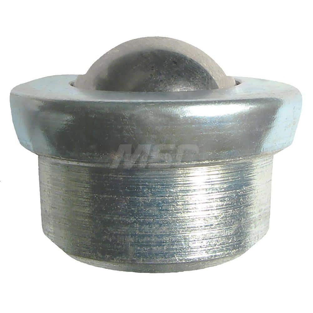 Ball Transfers; Base Shape: Round; Working Orientation: Ball up; Mount Type: Drop-in; Load Capacity (Lb.): 33; Mount Height: 0.375 in; Housing Diameter: 0.938; Overall Diameter: 1.813; Housing Finish: Galvanized; Ball Material: Carbon Steel; Housing Mater