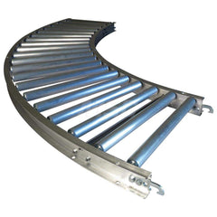 Gravity Conveyors; Conveyor Type: Roller; Component: 90 Degree Curved Conveyor; Telescopic: No; Roller Diameter (Decimal Inch): 1.3800; Overall Width: 15; Wheel Material: Aluminum; Minimum Extended Length: 51.0000 in; Maximum Extended Length: 51.0000; Min