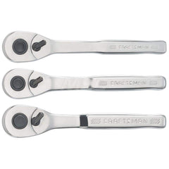 Ratchet: 1/4, 3/8 & 1/2″ Drive, Pear Head 72 Gear Teeth, Reversible Head, Polished Finish