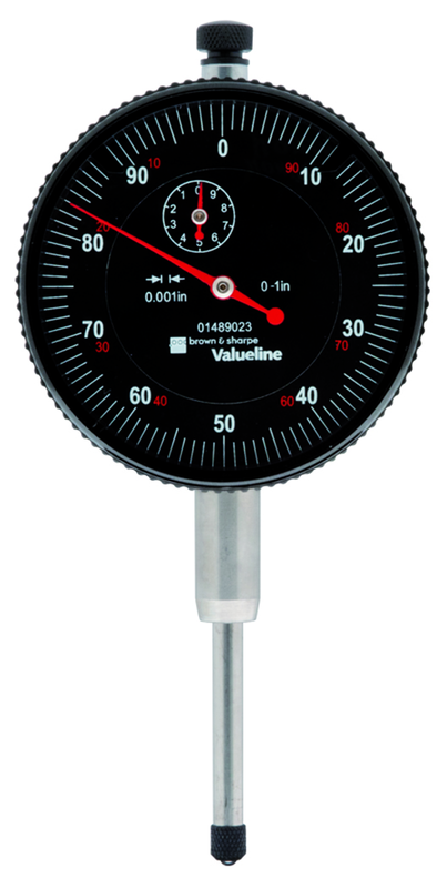 2-1/4" Face 0-100 Dial Reading .001" Graduation Black Face Indicator - Benchmark Tooling