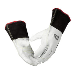 Welding Gloves: Size Medium, Uncoated, TIG Welding Application Black & White, Uncoated Coverage, Textured Grip