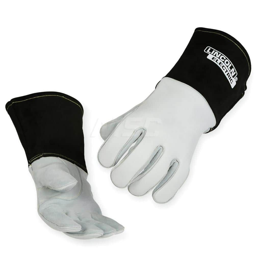 Welding Gloves: Size X-Large, Uncoated, MIG Welding Application Black & White, Uncoated Coverage, Textured Grip