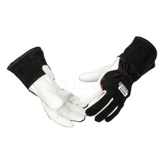 Welding Gloves: Size Large, Uncoated, MIG Welding Application Black & White, Uncoated Coverage, Textured Grip