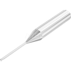 Ball End Mill: 0.0591″ Dia, 0.06″ LOC, 2 Flute, Solid Carbide 55 mm OAL, 35 ° Helix, Uncoated, Single End, Series SMB410