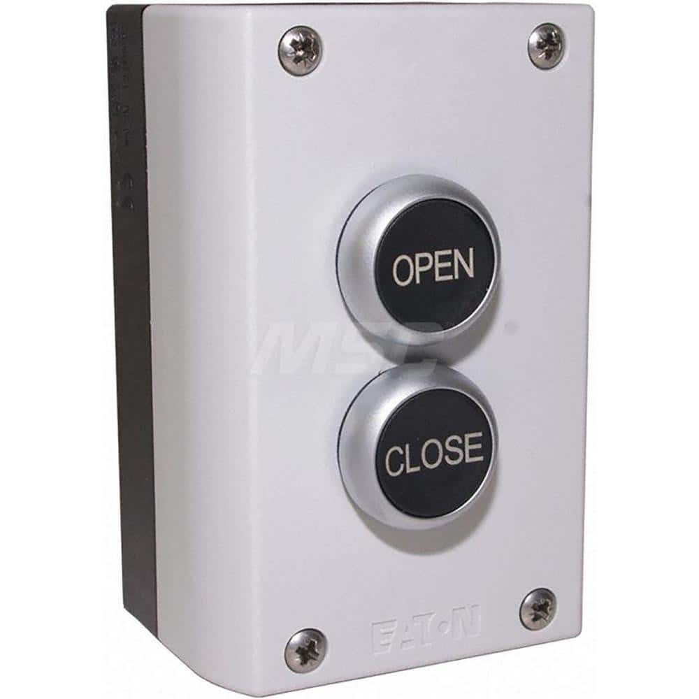 Garage Door Hardware; Type: Control Station,  Surface Mount, Nema 4X Exterior; For Use With: Commercial Doors; Commercial Gate Openers; Material: Plastic; Overall Length: 2.25; Overall Width: 3; Overall Height: 4.625; Number of Buttons: 2; Includes: Non-M