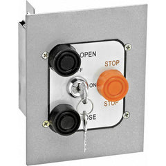 Garage Door Hardware; Type: Control Station, Nema 1, Flush Mount; For Use With: Commercial Doors; Commercial Gate Openers; Material: Aluminum; Overall Length: 2.88; Overall Width: 4; Overall Height: 6; Number of Buttons: 3; Includes: 6 Amp @ 125/250 VAC;