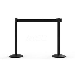 Free Standing Retractable Belt Barrier Post: 40″ High, 2.4″ Dia, Aluminum Post Cast Iron, Black