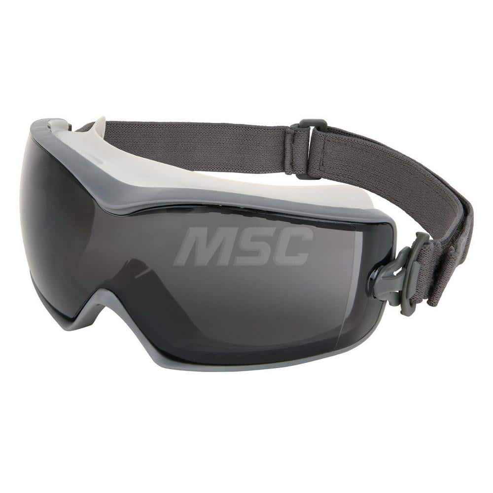 Safety Goggles: Chemical Splash Dust & Particulates, Anti-Fog, Gray Polycarbonate Lenses Indirect Vent, Gray Frame, Size Universal