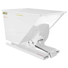 Stationary Tilt Hopper: 4,000 lb Capacity, 42″ Wide, 61.13″ Long, 42.6875″ High White, Powder Coated Steel, Hand Control