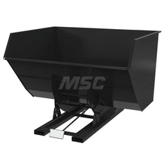 Stationary Tilt Hopper: 6,000 lb Capacity, 90″ Wide, 79.38″ Long, 64.375″ High Black, Powder Coated Steel, Hand Control