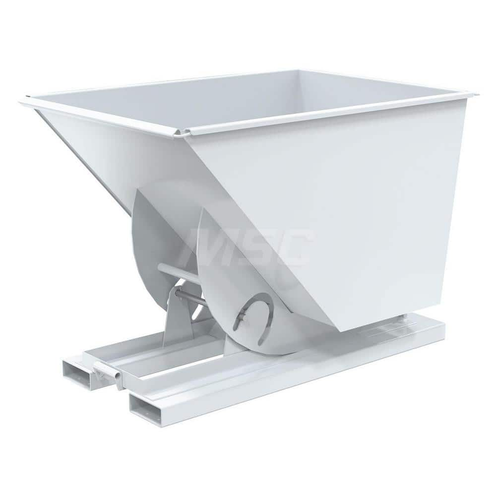 Stationary Tilt Hopper: 4,000 lb Capacity, 42″ Wide, 62″ Long, 43″ High White, Powder Coated Steel, Hand Control