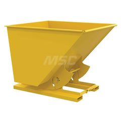 Stationary Tilt Hopper: 6,000 lb Capacity, 57″ Wide, 69″ Long, 51″ High Yellow, Powder Coated Steel, Hand Control