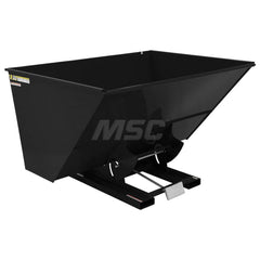 Stationary Tilt Hopper: 4,000 lb Capacity, 82″ Wide, 68.63″ Long, 51.8125″ High Black, Powder Coated Steel, Hand Control