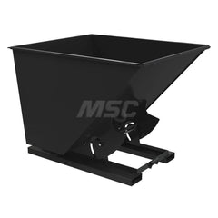 Stationary Tilt Hopper: 6,000 lb Capacity, 57″ Wide, 69″ Long, 51″ High Black, Powder Coated Steel, Hand Control